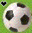 Pixelated soccer ball with black patches on a green checkered background, featuring a small black heart icon in the top-left corner.