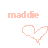 six peach-colored heart icons arranged in two , each paired with the text 'maddie' above it on a white background