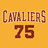 Animated sequence showing a Cavaliers jersey with number 75, NBA logo silhouette, and swirling effects on yellow, blue, red backgrounds.