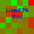 Pixelated of green, brown, and red squares with blue text reading "LiamP76" and "Rox" in four positions