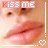 A 6-frame animated contact sheet showing a close-up of lips and eyes with "KISS ME" text, heart symbols, and subtle lip movements across frames.