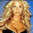 Static pixelated image of a person with long curly blonde hair against a blue background, wearing an orange top and black bottoms.