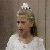 A 3x2 contact sheet of a pixelated animated icon featuring a character with blonde hair and a white top, alongside text elements including "Stephanie Tanner" on pink background and "Well pin a Rose on your nose" in various colors.