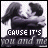 Animated sequence of a couple embracing, with changing text above them and subtle pose shifts.