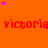 Orange background with repeated red text 'victoria' and scattered pink stars, static image with no visible animation changes.