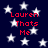 Dark blue background with scattered white stars; red text "Lauren Thats Me" repeated four times in pixelated font.