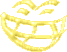 Golden of identical smiling faces with closed eyes and wide grins, each face rendered as a wireframe structure on gray background