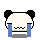 Pixelated panda head with black ears, white face, and blue tears; four variations show different eye states including closed eyes and tear streams.