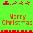 Pixelated green background with red Santa sleigh and reindeer icons, 'Merry Christmas' text in orange-red pixel font.