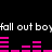 Black background with repeated white text 'fall out boy' and pink audio equalizer bars in two horizontal