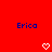 Red background with two blue 'Erica' text labels and white pixelated heart symbols below each label.