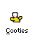 Pixelated yellow figure with white head in multiple states including single, paired, and red-accented versions above text labels.