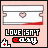 A 4-frame animated contact sheet of a pixel art buddy icon featuring a razor blade with a heart symbol, red blood-like streaks, and the text "LOVE ISN'T EASY" in black and red pixelated font on a light pink background.