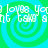 Pixelated green and cyan spiral background with repeated white text 'I love you' and 'I can't take it' in a pattern