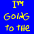 A static image of yellow pixelated text on a solid blue background with no visible animation or additional elements.