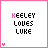 12 square with pink borders displays 'KEELEY LOVES LIKE' text, each showing a different pixelated animation frame where one letter changes color from black to pink