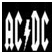 Two side-by-side frames from an animated AC/DC buddy icon showing the band's logo and a guitarist playing guitar.