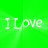 Green background with white pixelated text reading "I Love My BATON" in a static display.