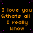 A static digital image with orange text on a black background, featuring repeated phrases and purple pixel dots.
