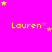 Bright pink background with yellow text 'Lauren' and scattered stars in multiple positions across the