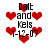 Red heart shapes and black text 'Dalt and Kels 1-12-07' on white background, with varying heart positions across frames.