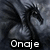 A pixelated grayscale image of a character with long dark hair and closed eyes, overlaid with the text 'Onaje' in white block letters.