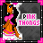 Pixel art contact sheet of 10 animated frames showing a cartoon woman in pink and white attire against a dark gray background with pink corner accents.