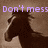 A four- shows a brown horse's head with flowing mane against a beige background, with purple text reading "Don't mess with a cowgirl" across the