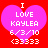 Two identical pixelated heart-shaped icons with pink fill and white text on red background, each displaying 'I LOVE KAYLEA 6/3/10 (33333)' in blocky font.