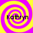 Four identical spiral patterns with alternating yellow and magenta rings, each containing the text 'Kathryn' in black serif font.