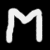 Two white stylized M letters on black background, left letter has sharp edges and right letter has blurred gradient outline.