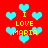 Red background with cyan hearts and yellow text reading "I LOVE MARIA" in pixelated font.