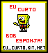 Pixelated SpongeBob SquarePants avatar with yellow border, red text 'EU CURTO', 'BOB ESPONJA!', and 'EU_CURTO_KIT.NET' on white background.