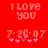 Red background with pixelated text 'I LOVE YOU' and date '7-26-07', five pink stars below, two versions differ in star color intensity.