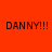 Four quadrants display 'DANNY!!!' text in dark brown on solid orange, purple, blue, and purple backgrounds.