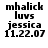 Black text on white background reads mhailick luvs jessica 11.22.07 in four identical arranged in a two-by-two