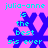 Pixelated cyan text 'julia-anne is the best sis ever' overlaid on a blue snowflake-like shape against a pink background.