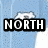 Pixelated text reads "NORTH CAROLINA IS BEAST" over a light blue background with white cloud-like shapes.