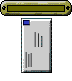 Four of a pixelated animation showing an envelope emerging from and retracting into a rectangular slot