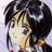 Pixelated 48x48 static buddy icon of a female anime character with black hair, blue eyes, and light skin in profile view against a white background.