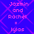 Static pixel art displays two identical text-based compositions on a blue background with pink geometric patterns.