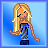 Animated contact sheet of a pixel art character with blonde hair and blue dress, showing sequential text changes from 'INK. TH T' to 'I'M A WISHFUL THINKER WITH THE WORST INTENTIONS'.