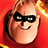 Pixelated image of a character with light skin, black sunglasses, and a red background with yellow-orange highlights.