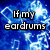 Blue background with white musical notes and diamond shapes, displaying text in a