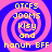 A static image with four identical spiral patterns in pink and blue, each containing yellow text reading 'OTCFS JOOMS Klsy and hanuh BFF' in a pixelated font.