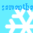 A static image shows four white snowflakes on a light blue background with repeated text above and below the