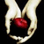 six text surrounding a central image of two hands holding a red heart against black background