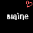 Red pixelated heart symbol above two identical white text 'blaine' on black background.