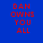 Four display red pixelated text 'DAN OWNS YOU ALL' on solid blue, purple, pink, and dark purple backgrounds