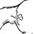 Black and white pixelated stick figure in dynamic running pose with arms extended, rendered on transparent background.